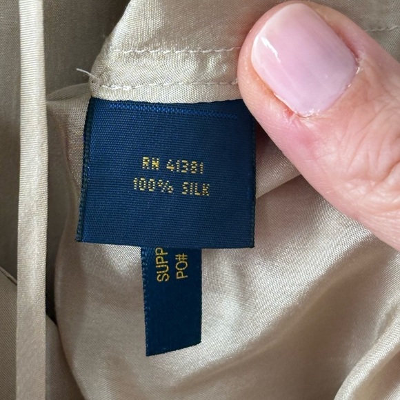Polo Ralph Lauren Tan Silk Blouse - Picture 6 of 11